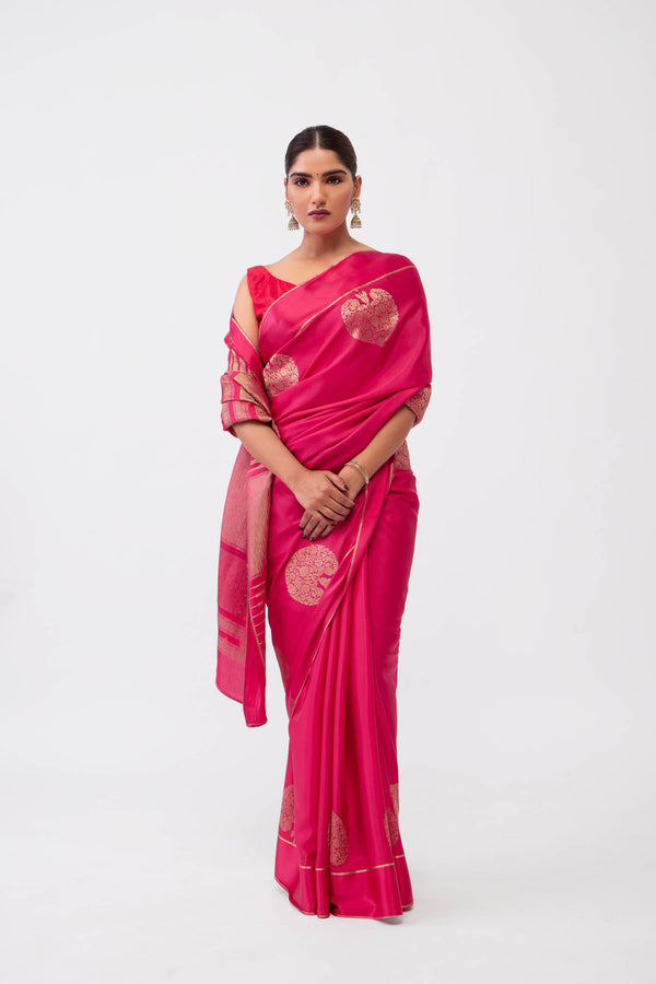 Pink Crepe Silk Saree