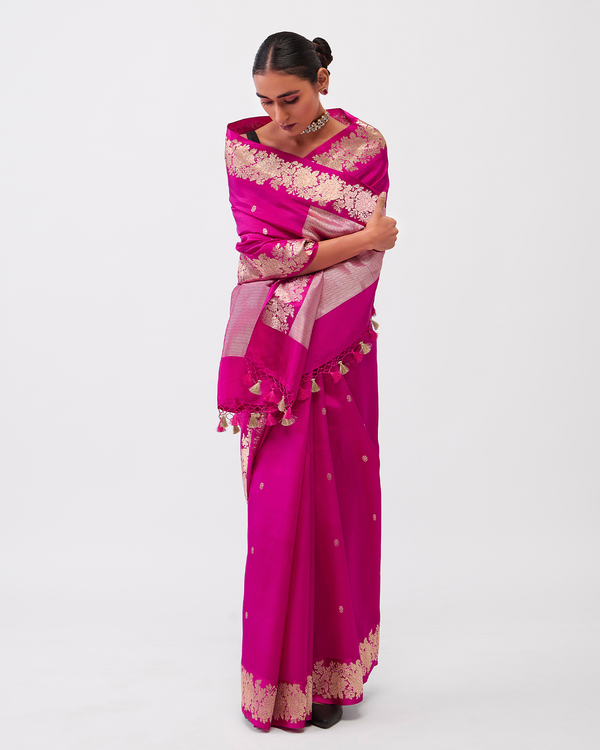 Pink Banarasi Puna Silk Saree