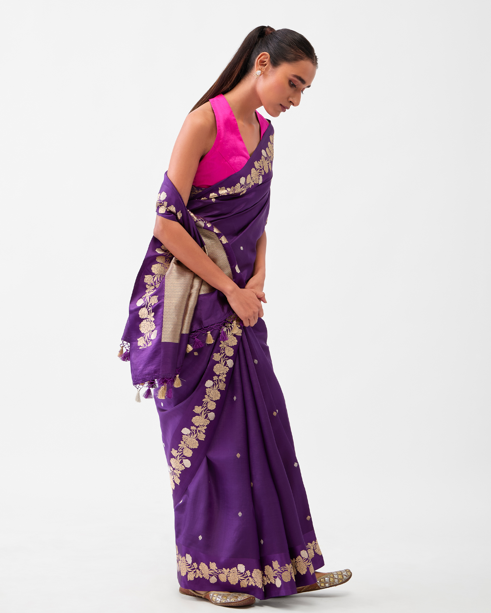 Violet Banarasi Poona Silk Saree