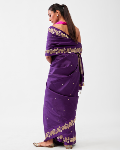Violet Banarasi Poona Silk Saree