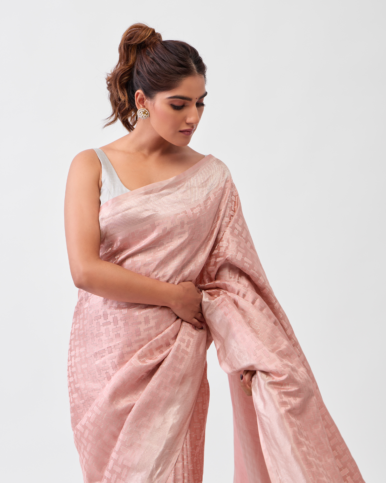 Peach Banarasi Poona Silk Saree