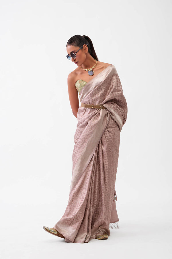 Lavender Banarasi Satin Silk Saree