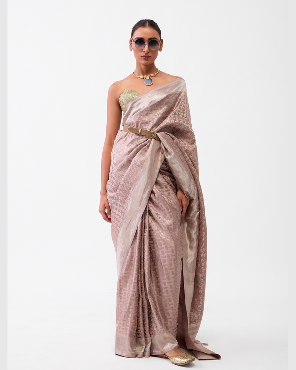 Lavender Banarasi Satin Silk Saree