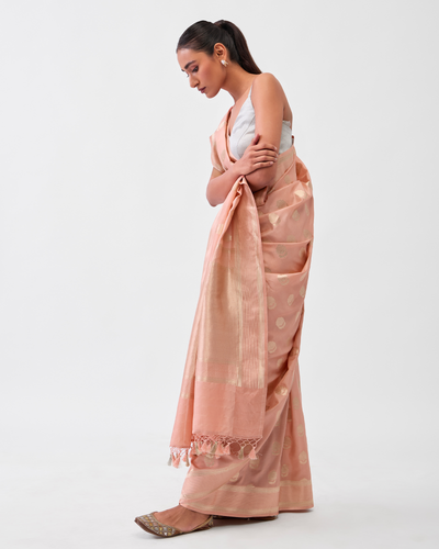 Peach Georgette Silk Saree