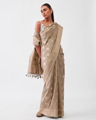 Grey Georgette Silk Saree