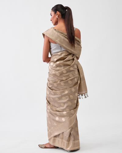 Grey Georgette Silk Saree