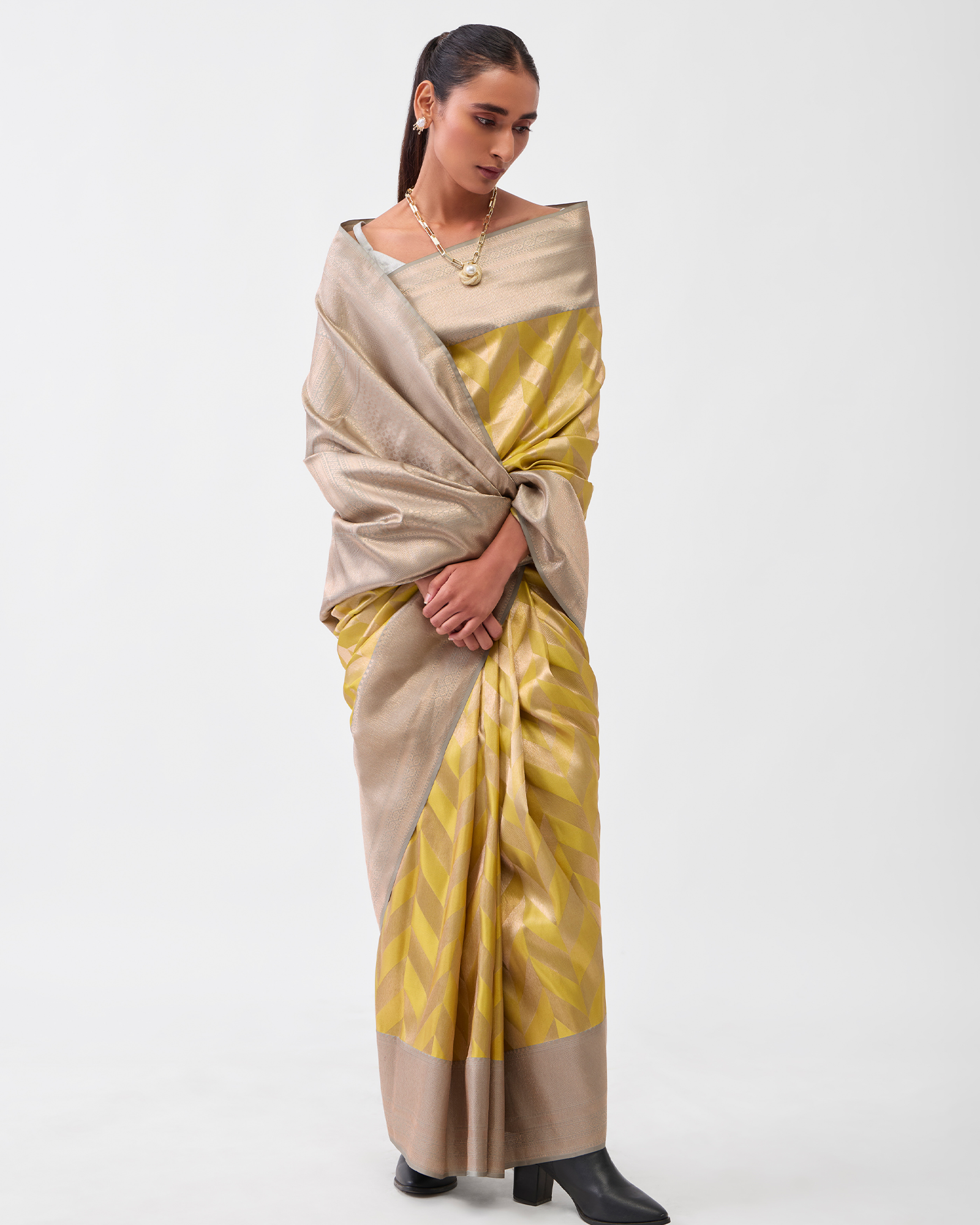 Neon Green Kanchivaram Silk Saree