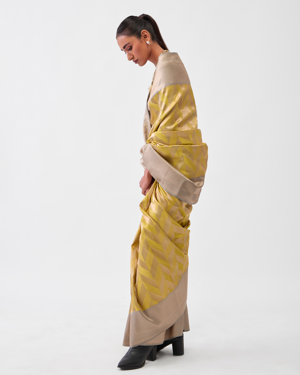 Neon Green Kanchivaram Silk Saree