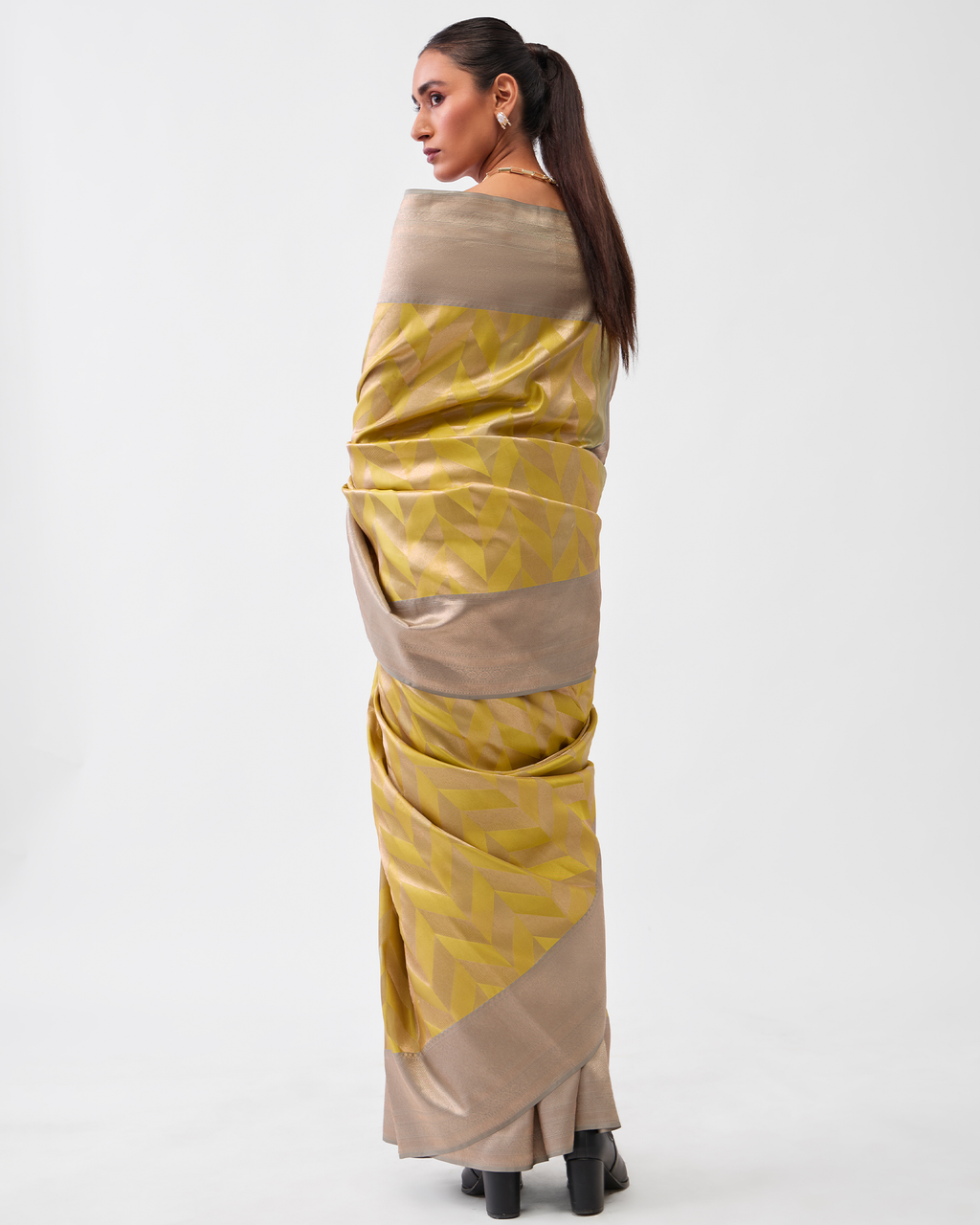 Neon Green Kanchivaram Silk Saree