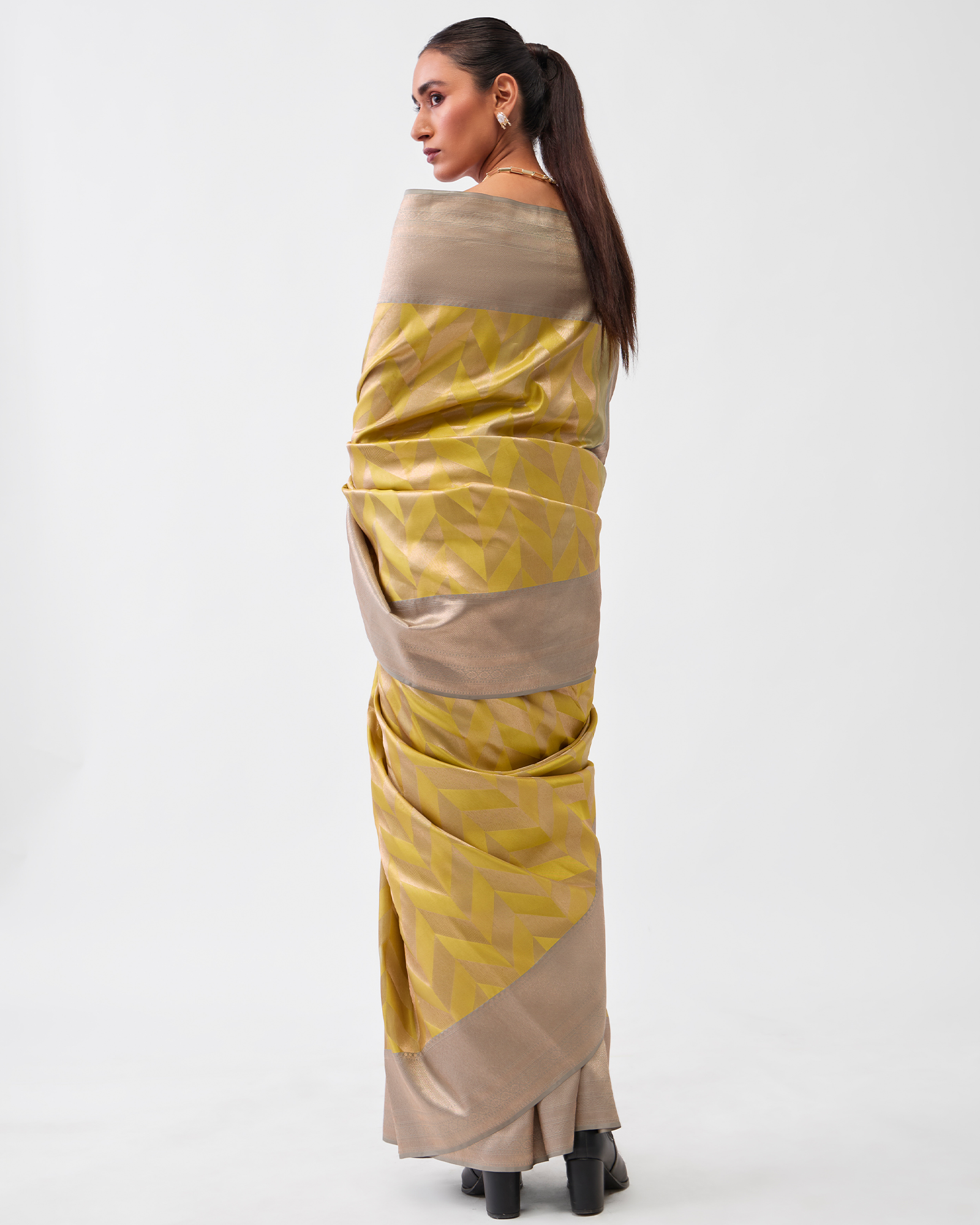 Neon Green Kanchivaram Silk Saree