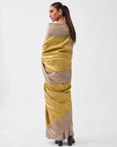 Neon Green Kanchivaram Silk Saree