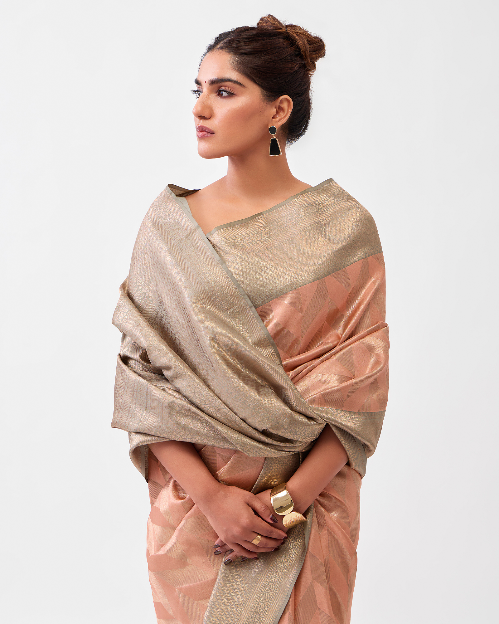 Peach Kanchivaram Silk Saree