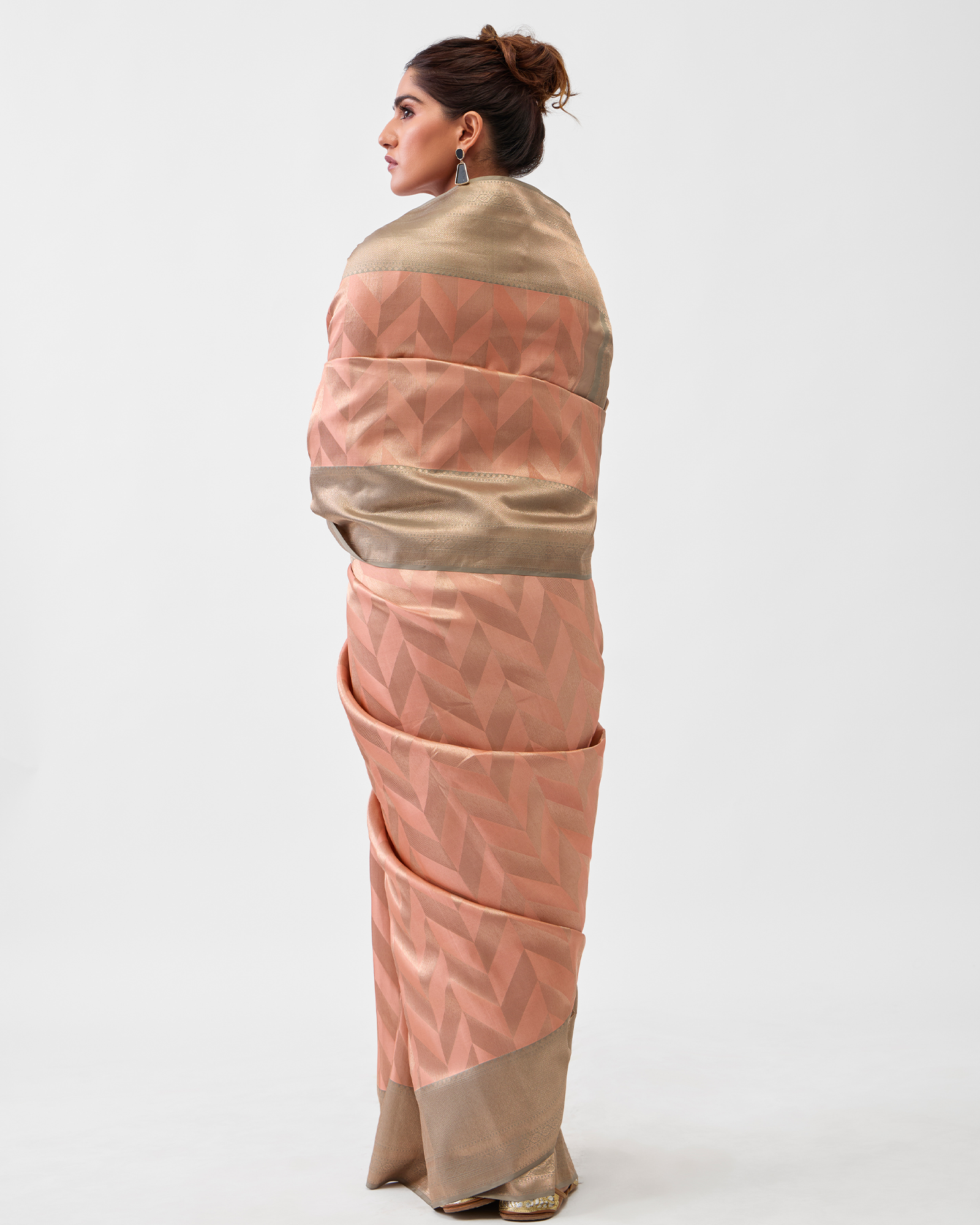 Peach Kanchivaram Silk Saree