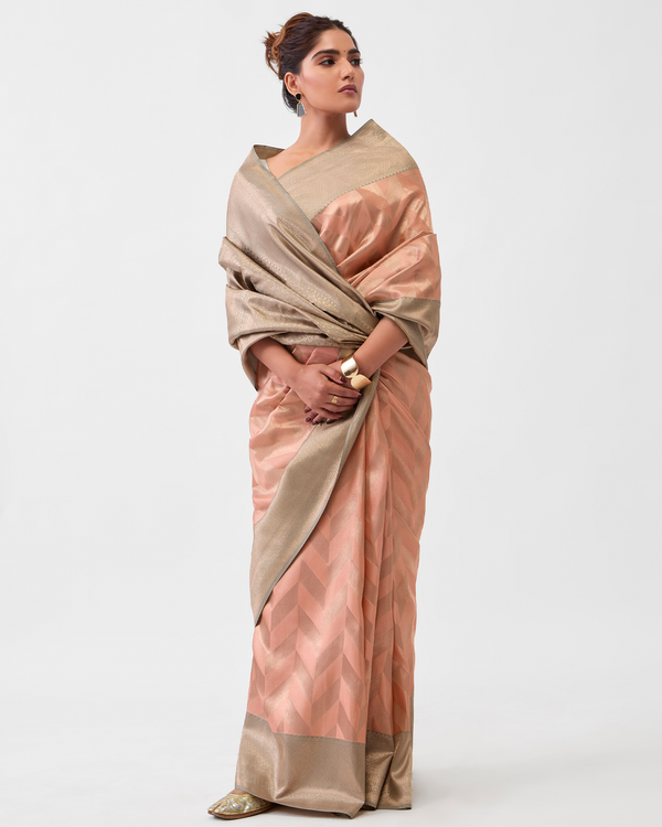 Peach Kanchivaram Silk Saree