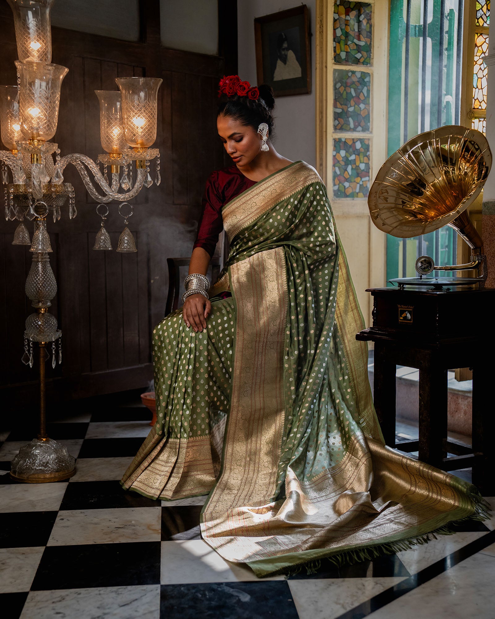 Green Banarasi Silk Saree