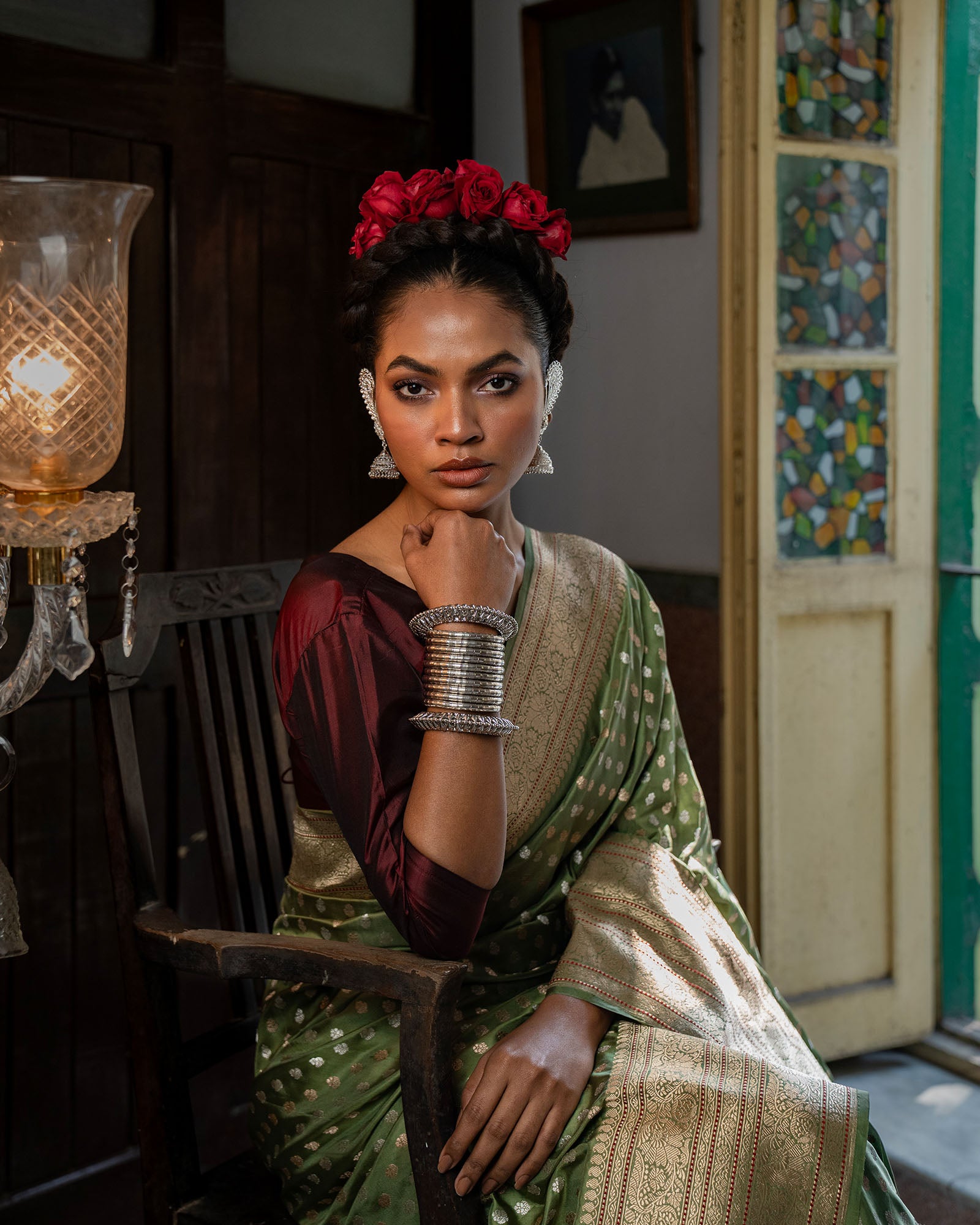 Green Banarasi Silk Saree
