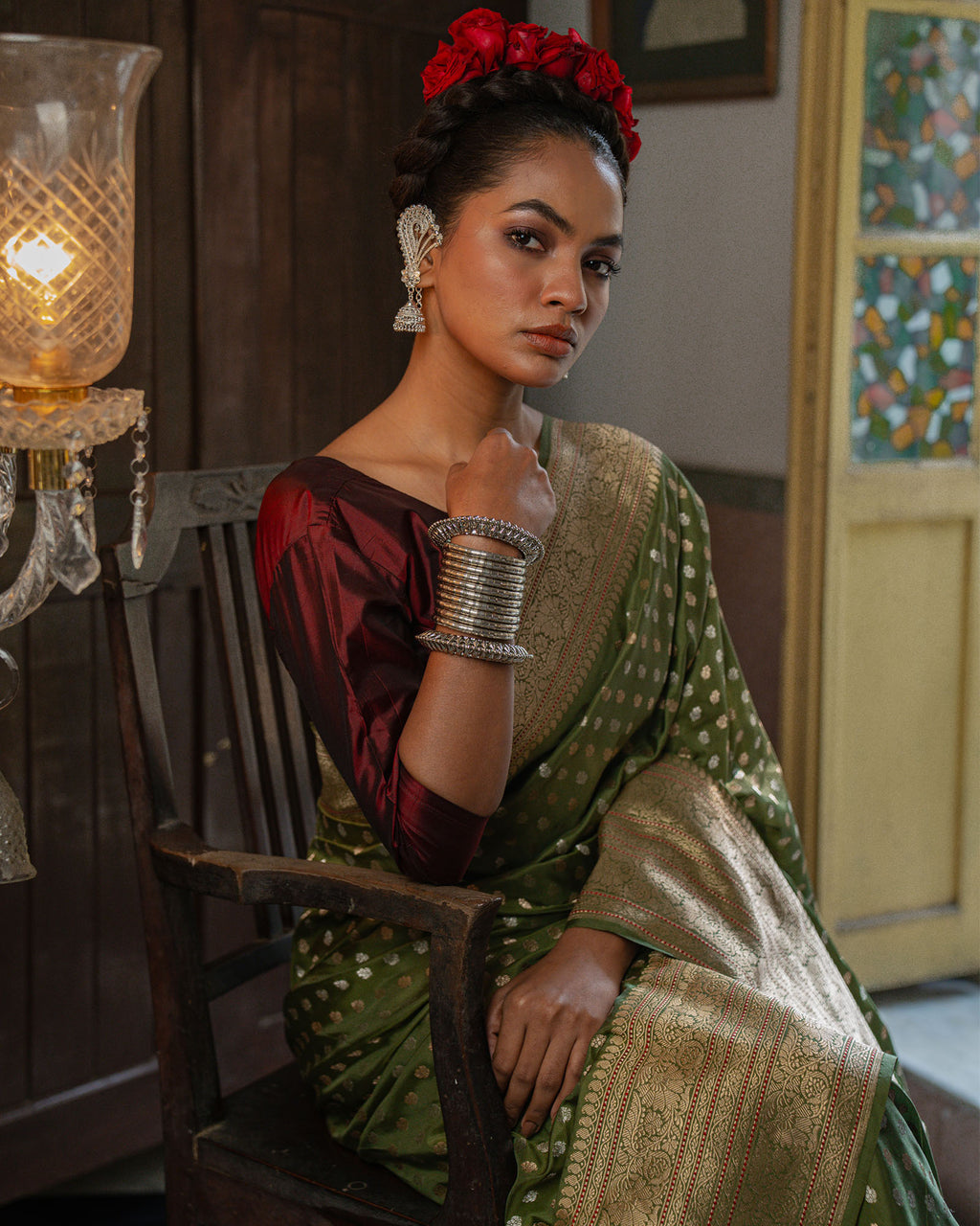 Green Banarasi Silk Saree