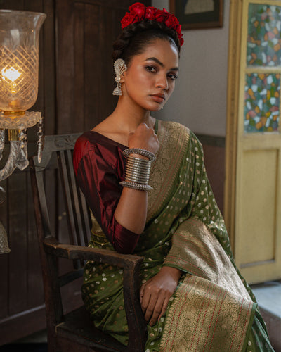 Green Banarasi Silk Saree