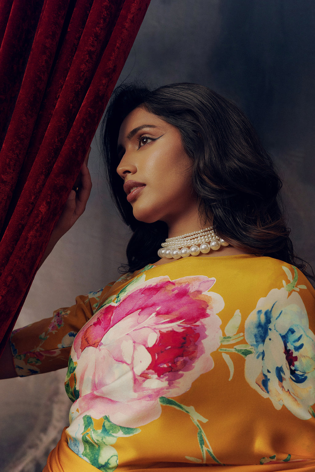 Orange Satin Crepe Silk Saree