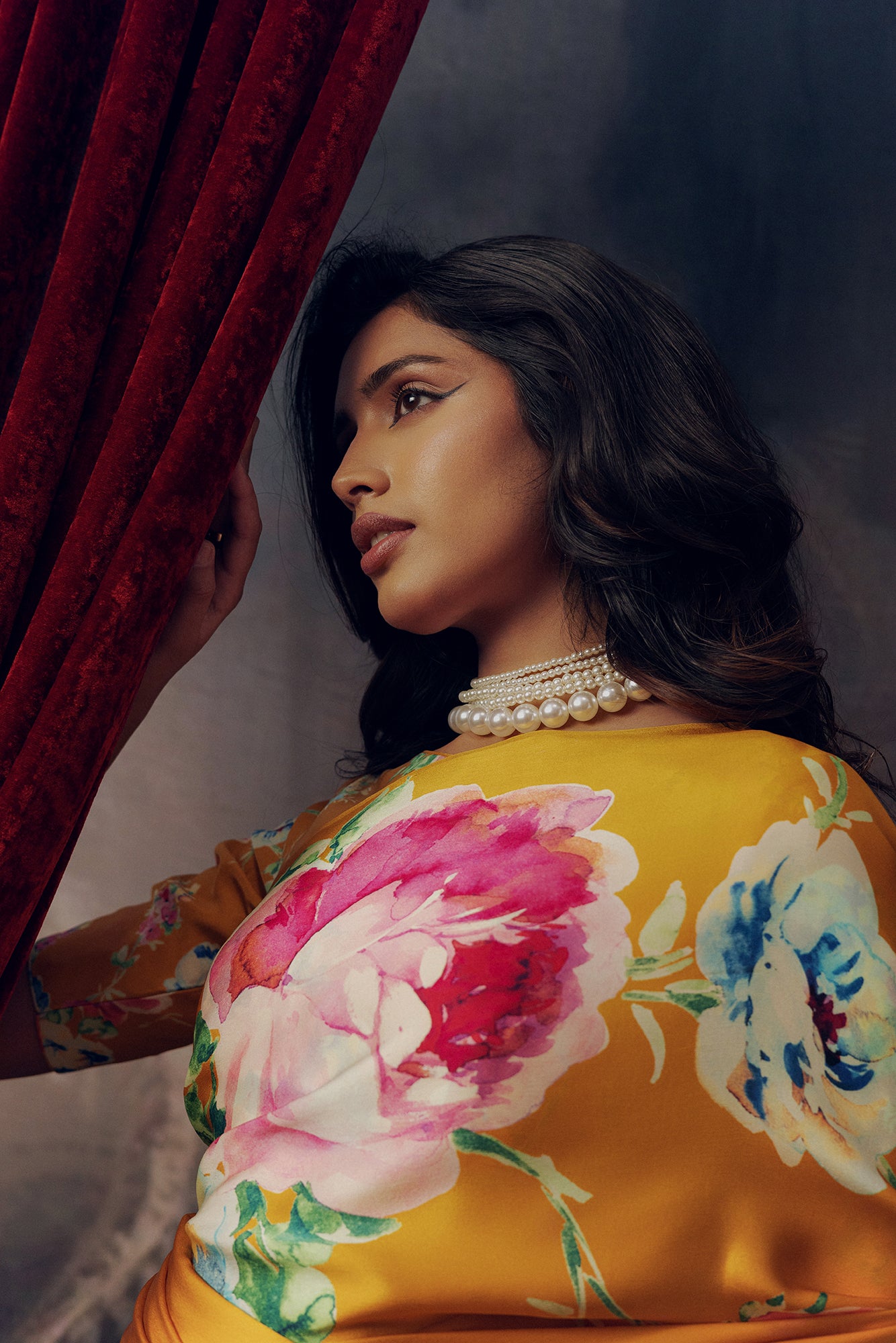 Orange Satin Crepe Silk Saree