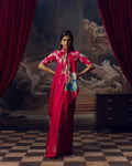 Pink Satin Crepe Silk Saree