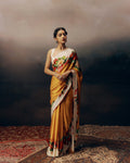 Orange Satin Crepe Saree