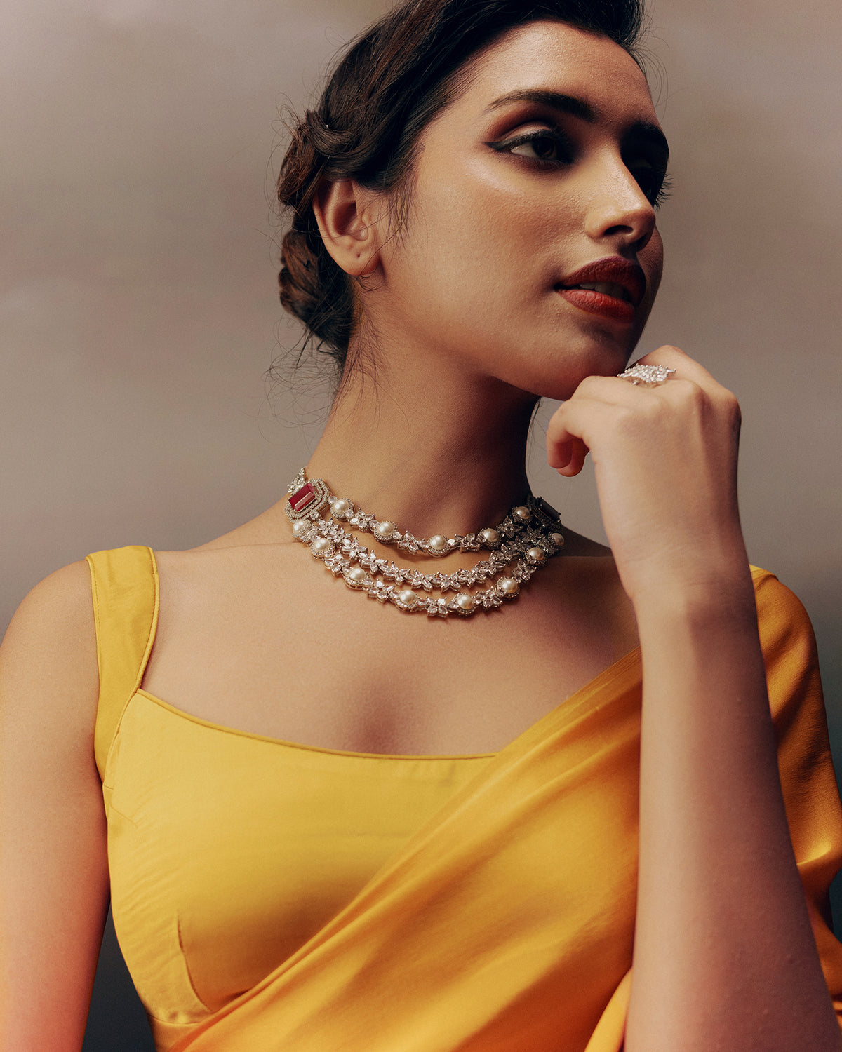 Orange Satin Crepe Saree