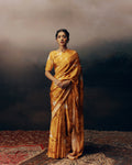 Orange and White Crepe Silk Saree