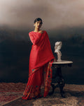 Red Satin Crepe Silk Saree