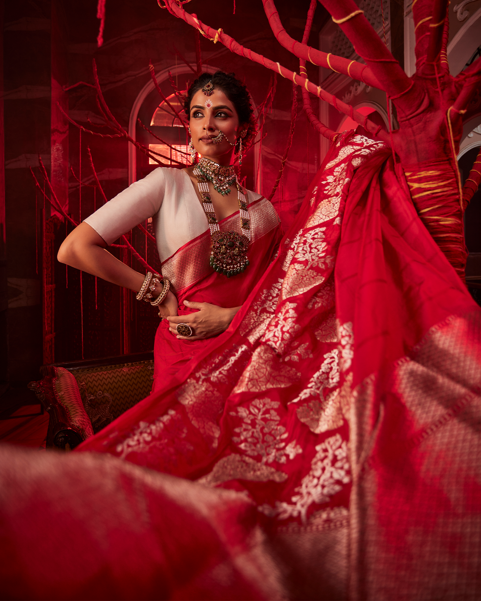 Red Banarasi Silk Saree