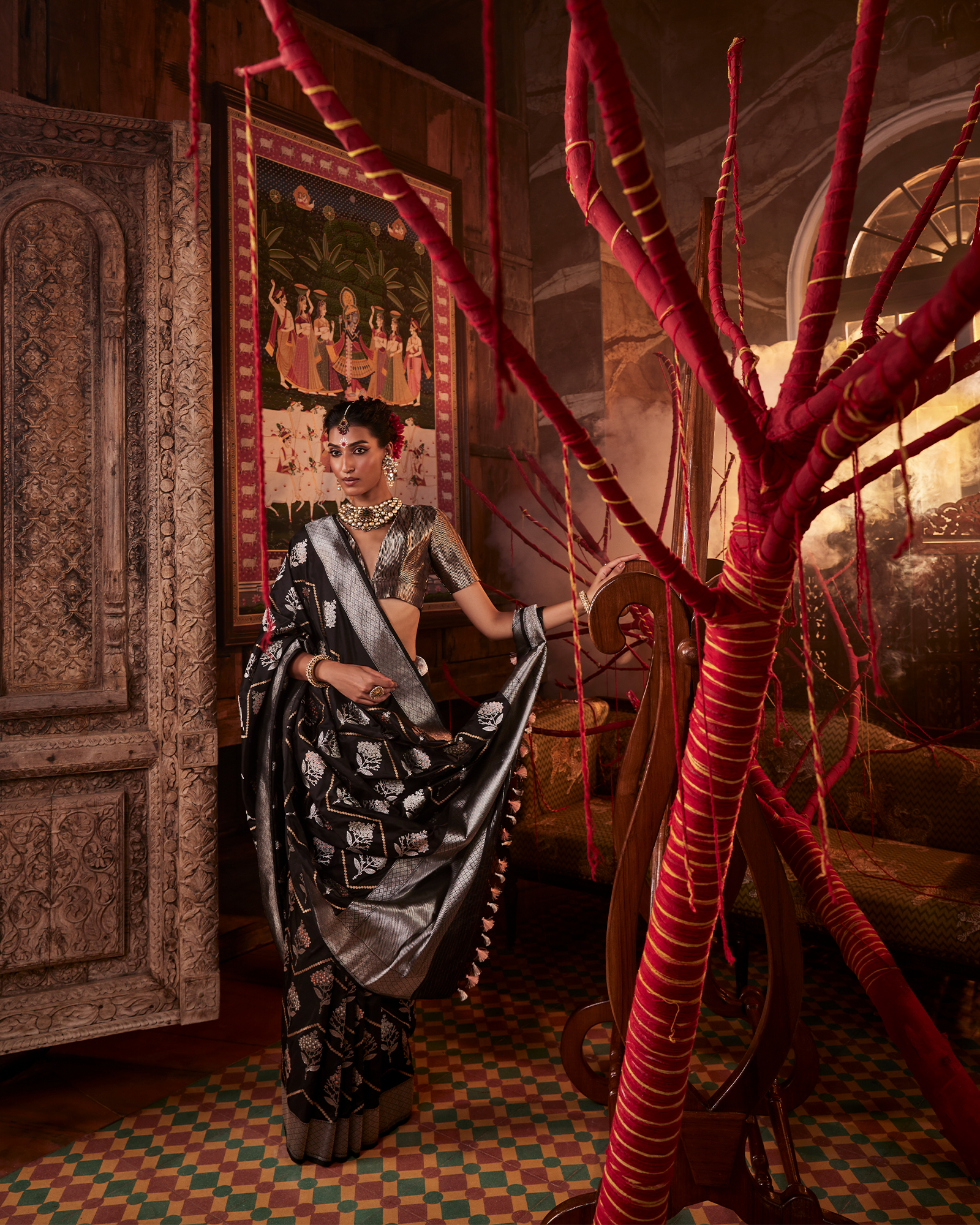 Black Banarasi Silk Saree