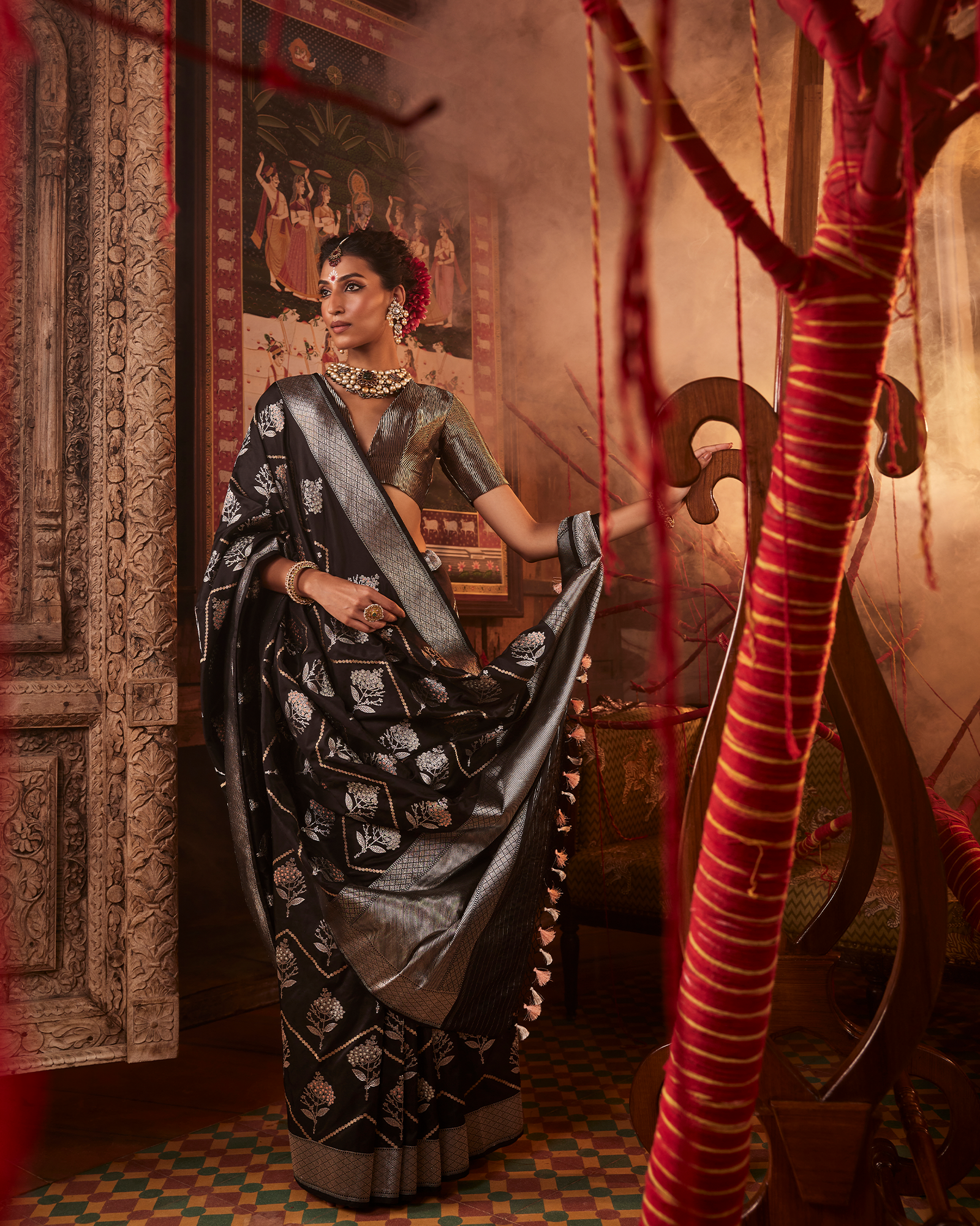 Black Banarasi Silk Saree