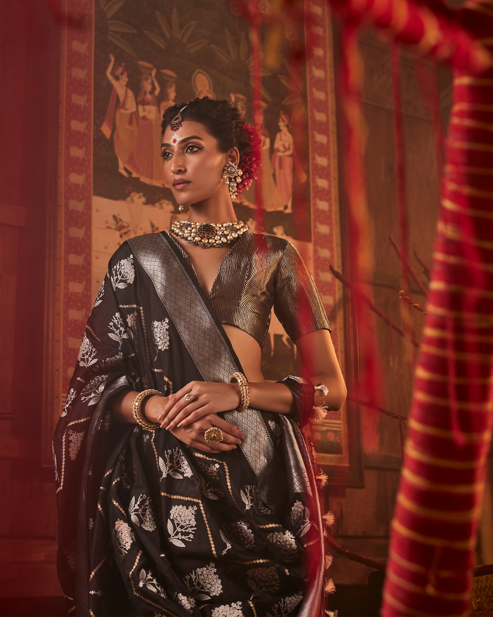 Black Banarasi Silk Saree