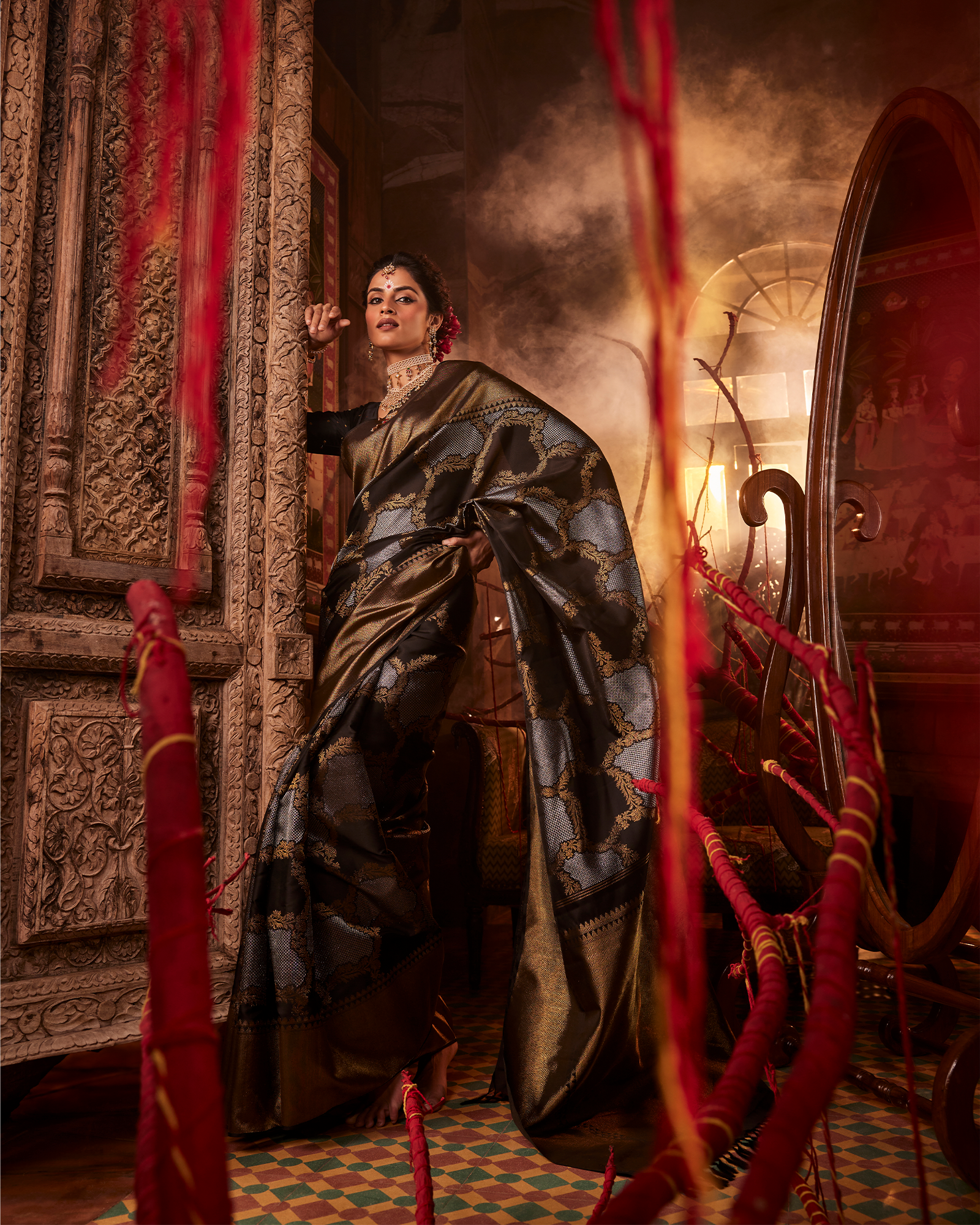 Black Kanchivaram Silk Saree