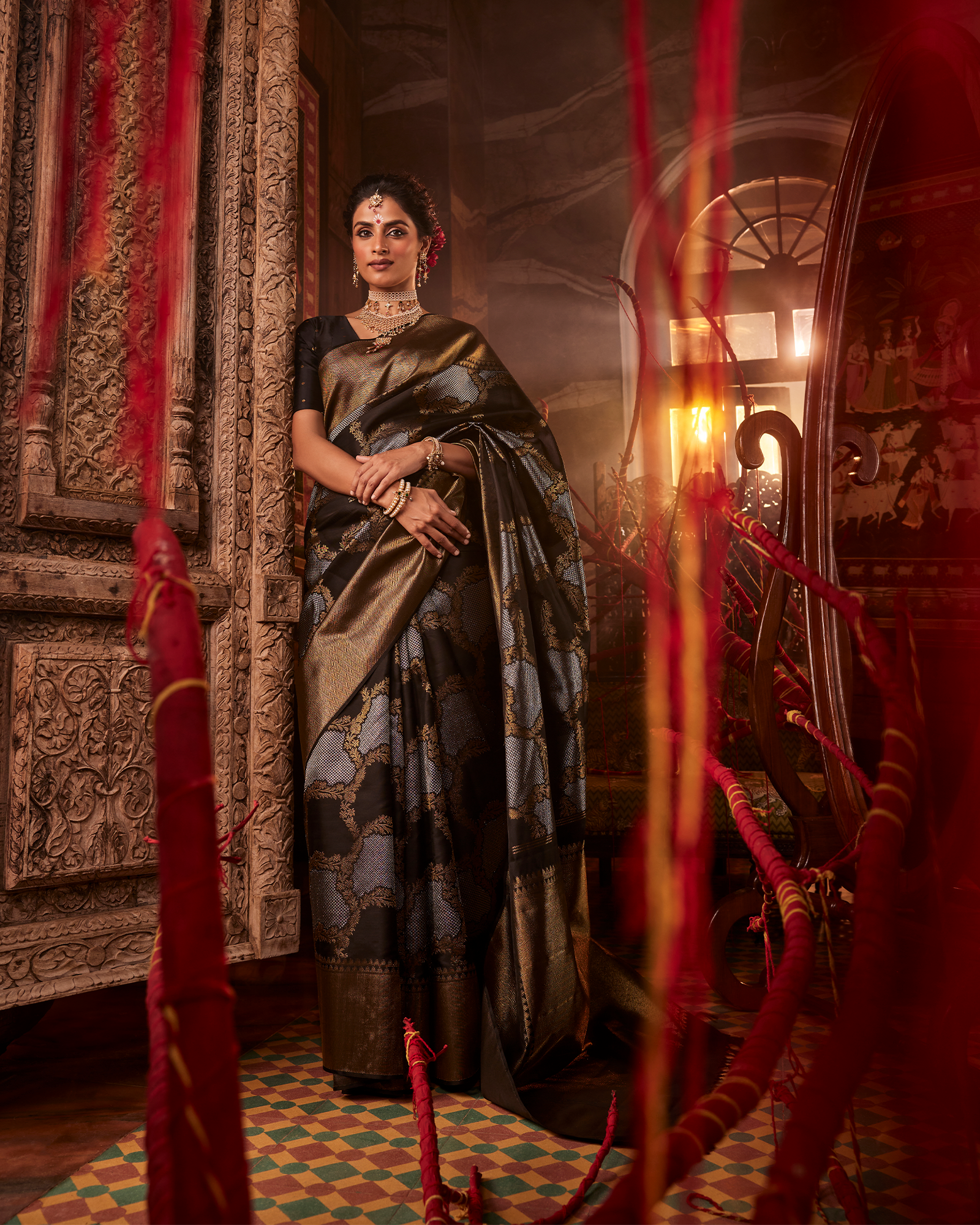 Black Kanchivaram Silk Saree