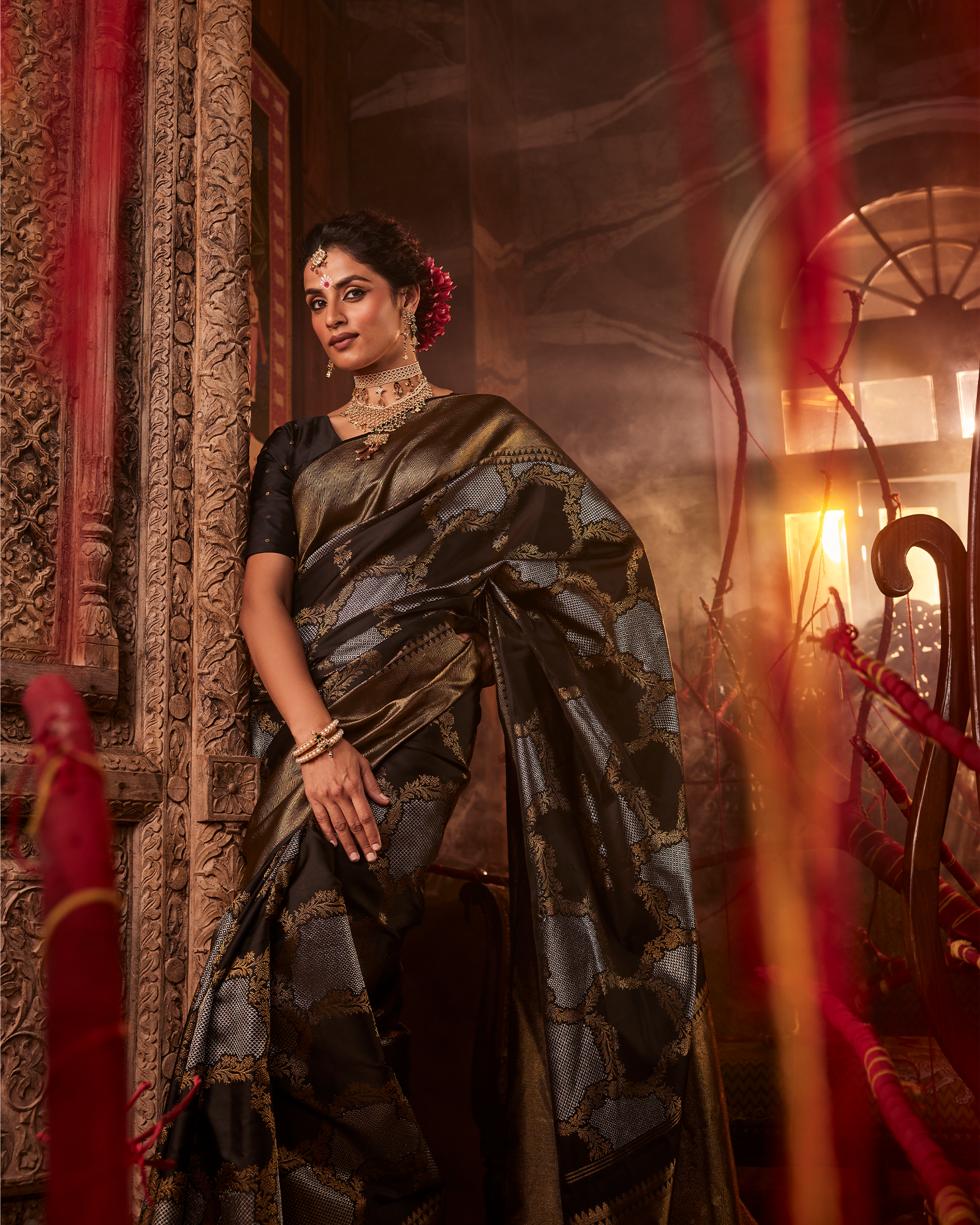 Black Kanchivaram Silk Saree