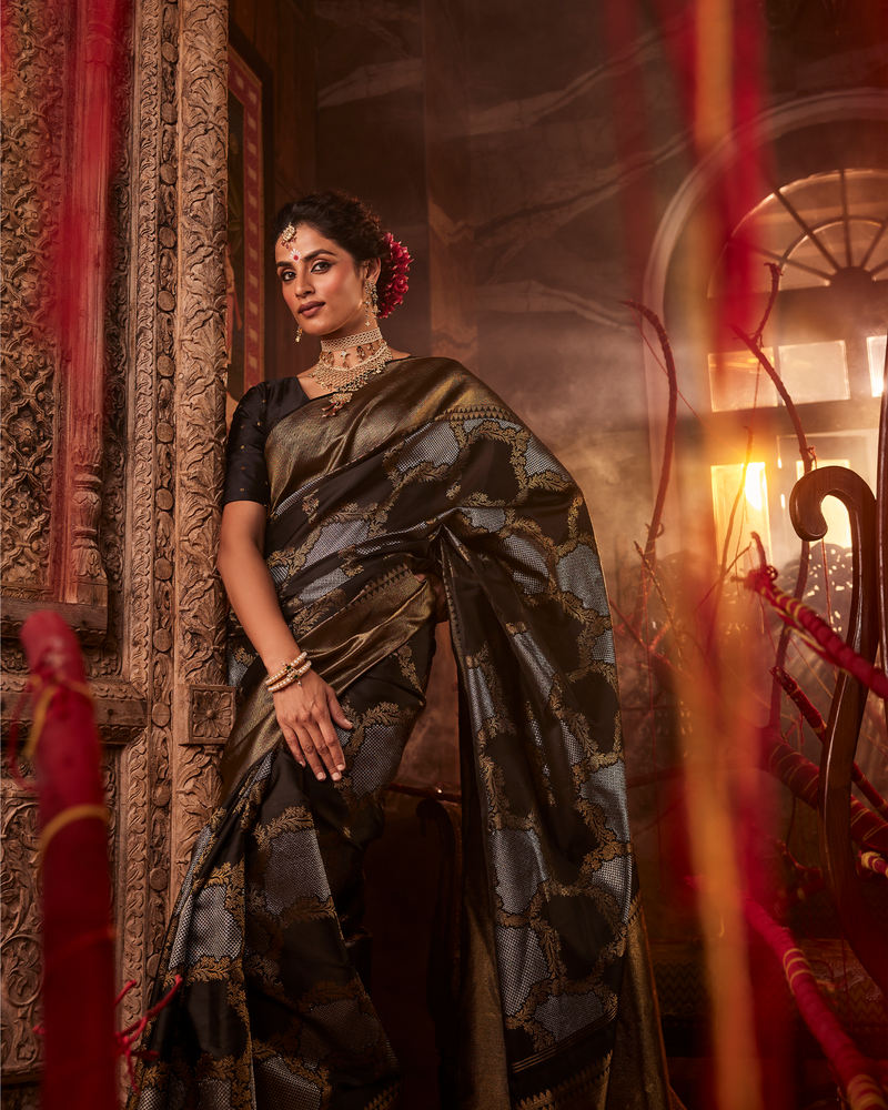 Black Kanchivaram Silk Saree