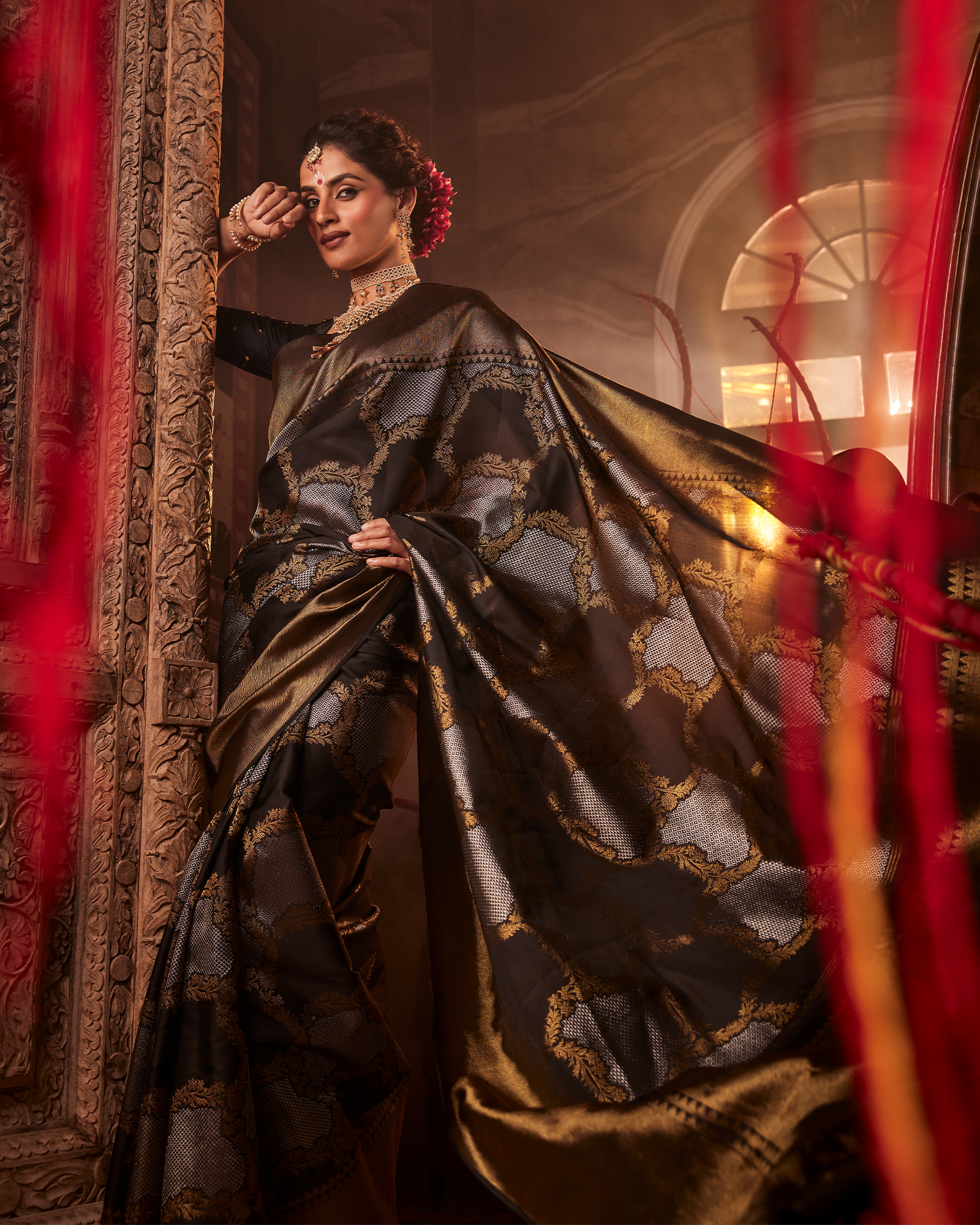 Black Kanchivaram Silk Saree