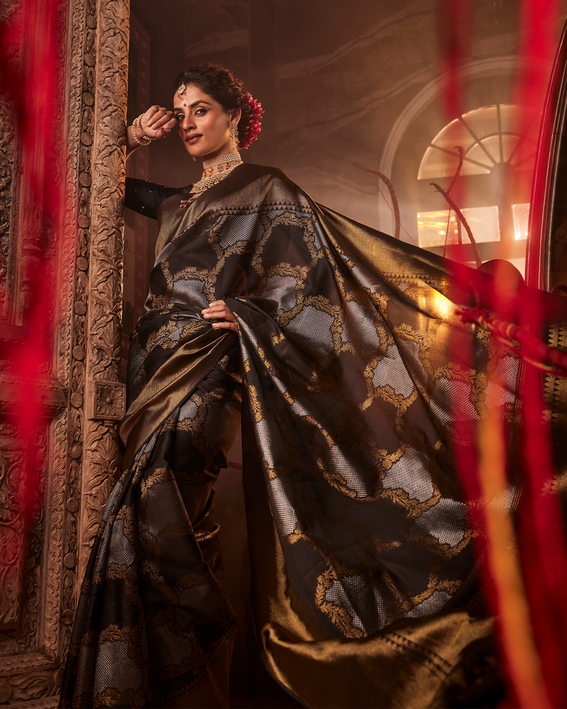 Black Kanchivaram Silk Saree