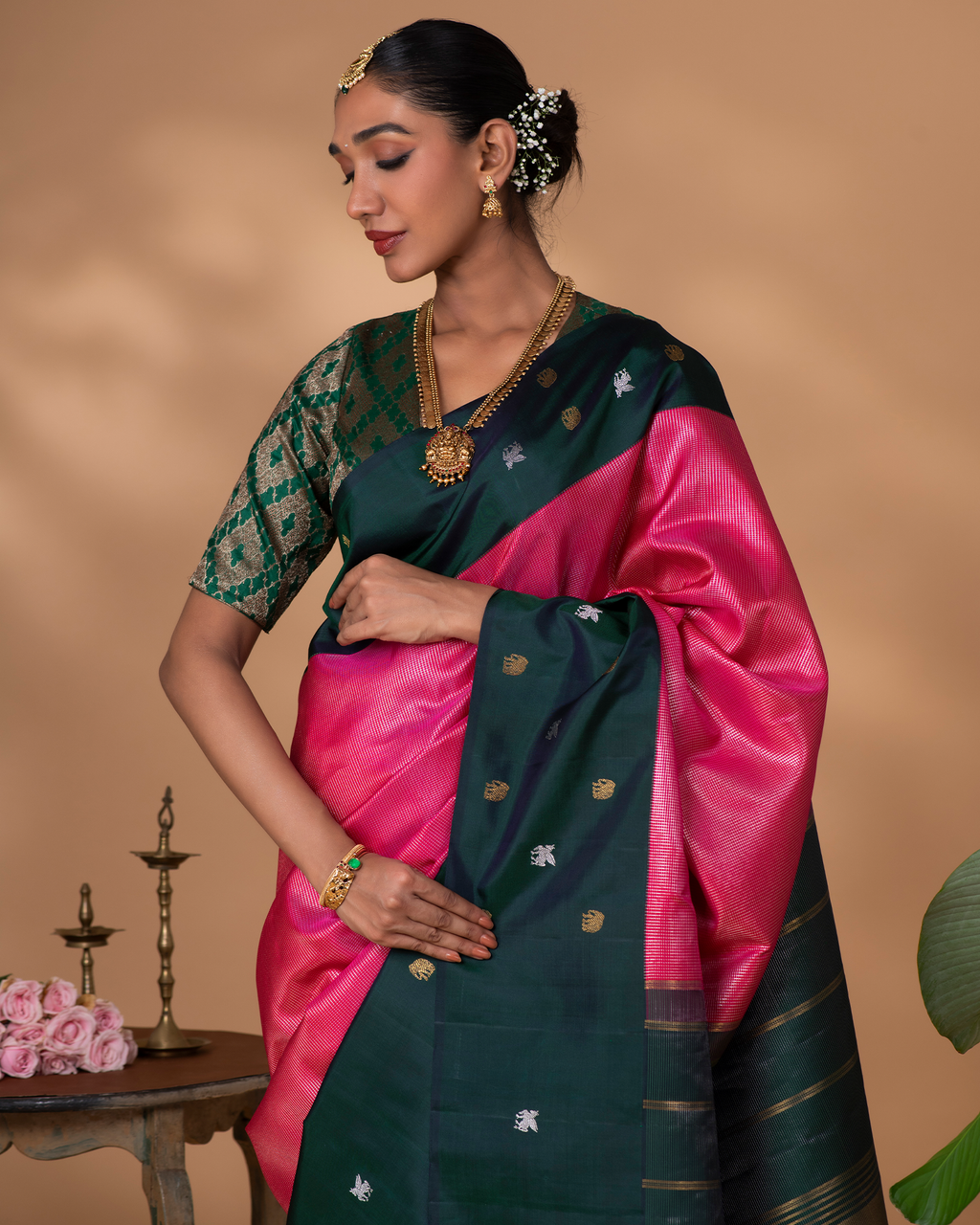 Pink Kanchivaram Silk Saree