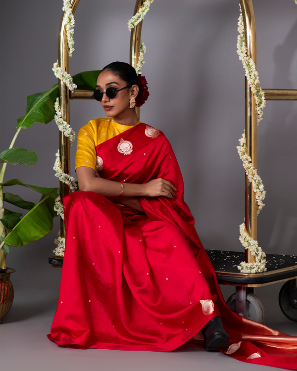 Red Banarasi Puna Silk Saree