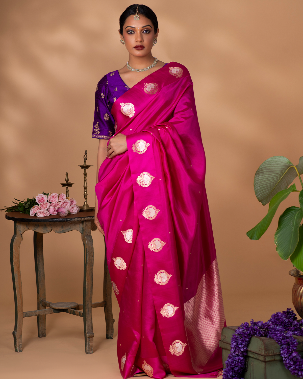 Pink Banarasi Silk Saree