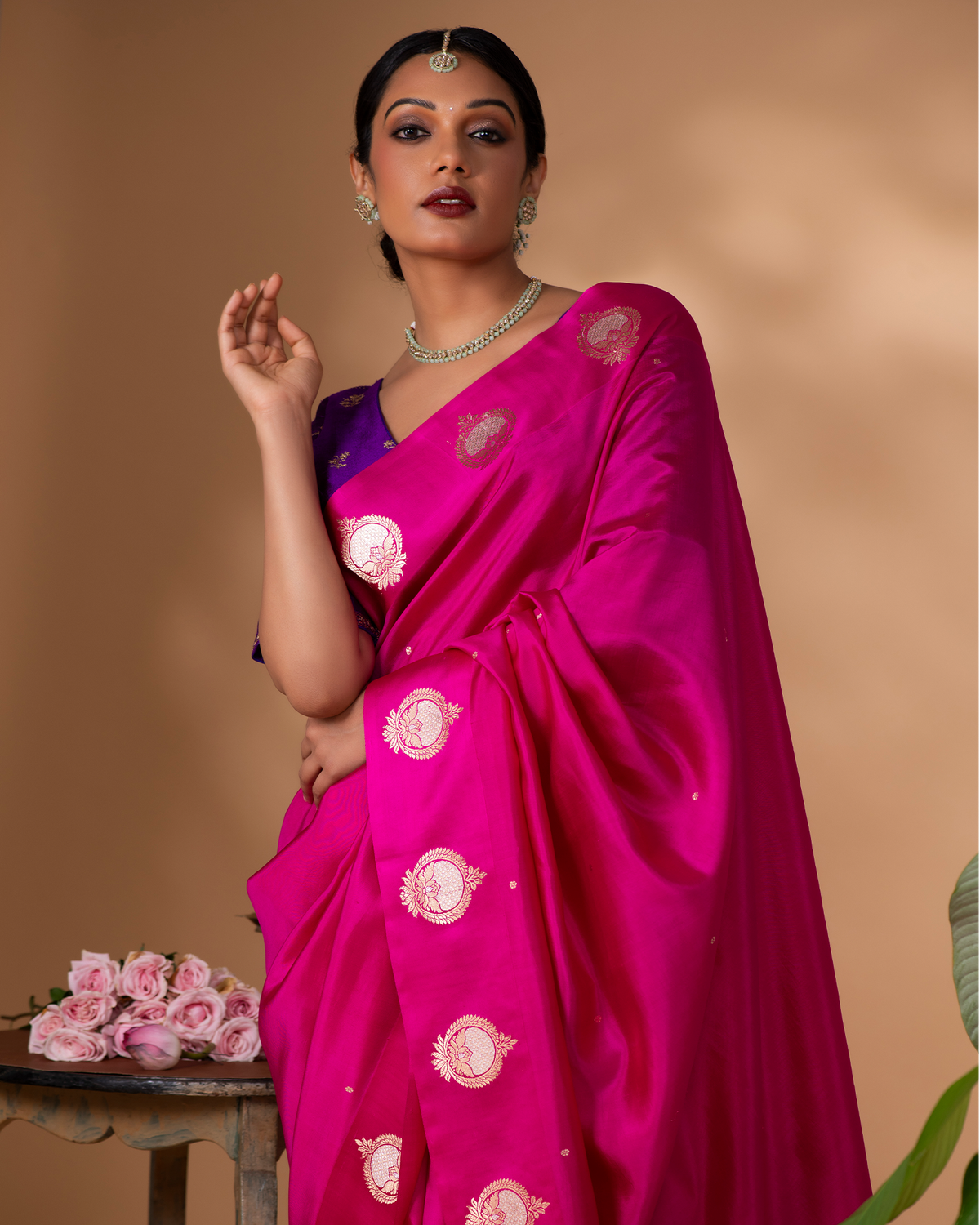 Pink Banarasi Silk Saree