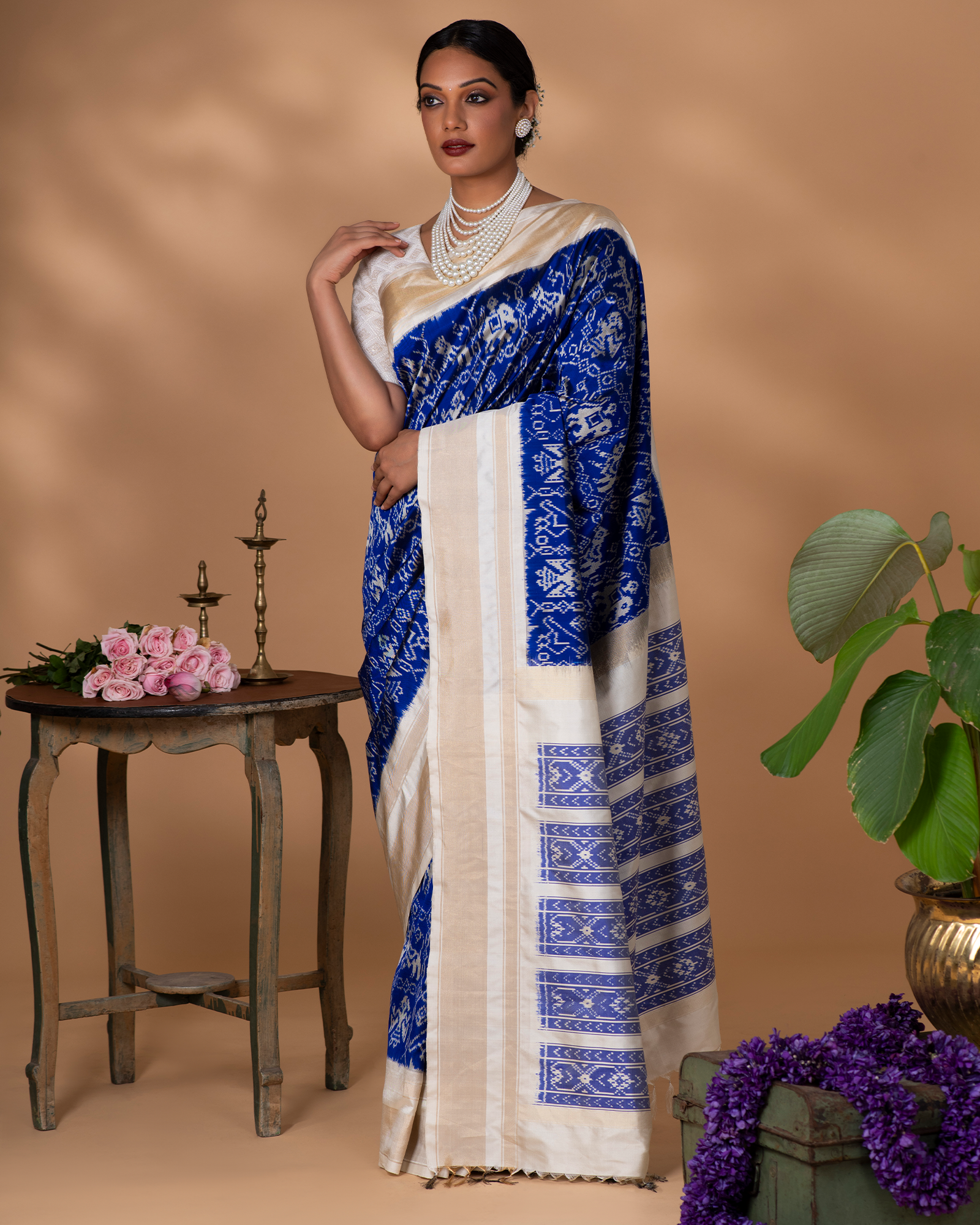 Blue Ikkat Silk Saree