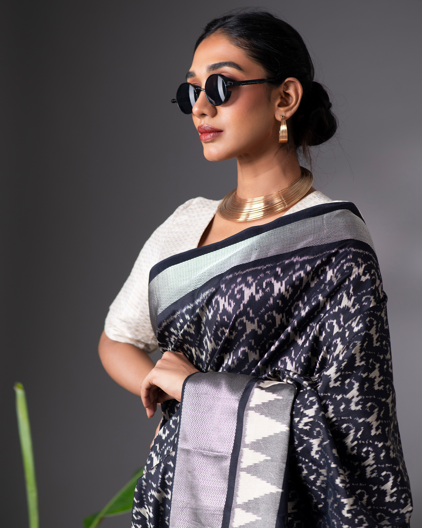 Black Ikkat Silk Saree