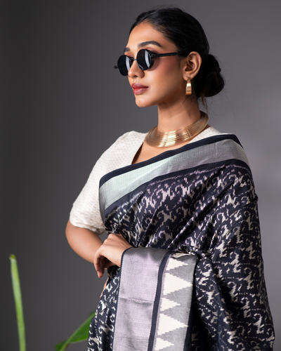 Black Ikkat Silk Saree