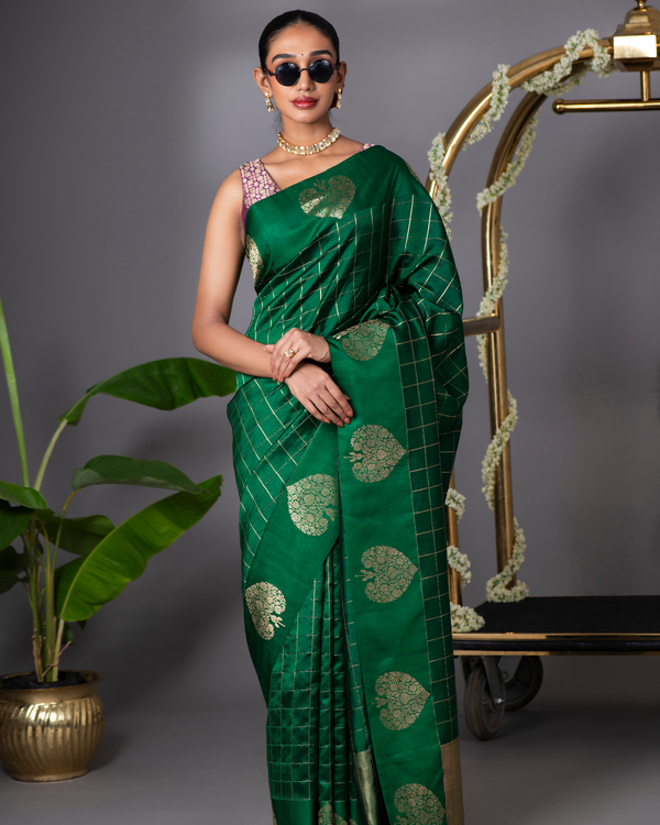 Green Banarasi Puna Silk Saree