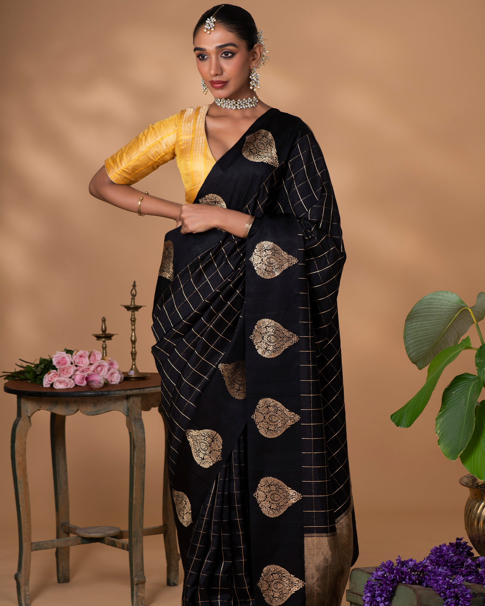 Black Banarasi Silk Saree