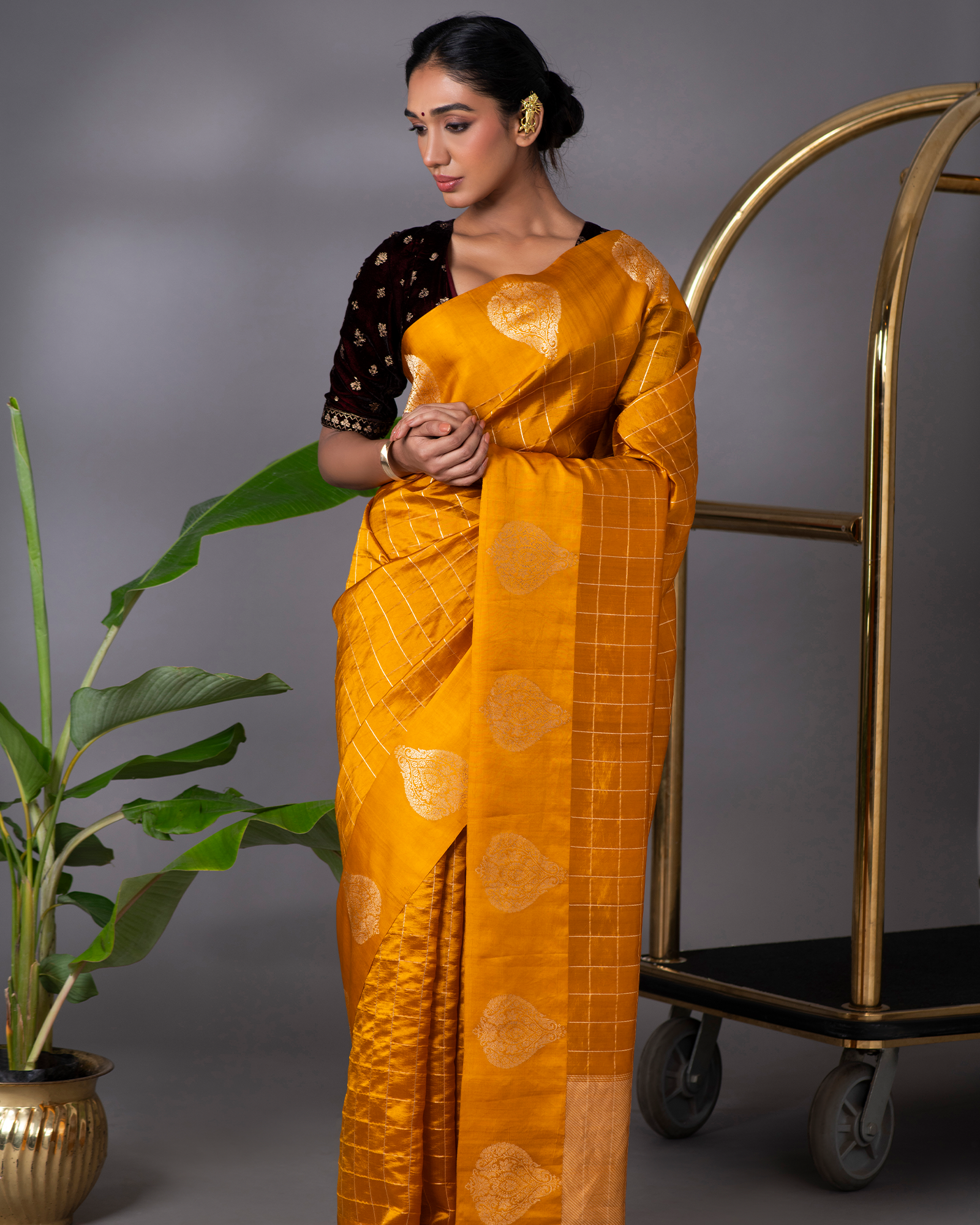 Yellow Banarasi Silk Saree