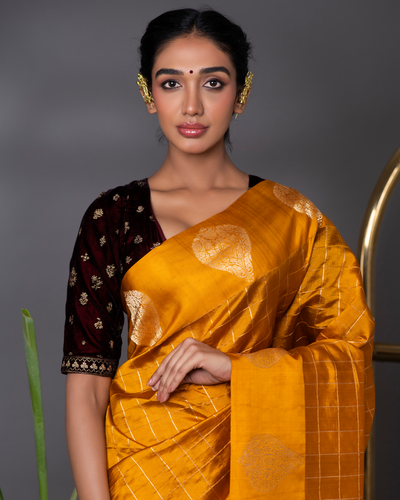 Yellow Banarasi Silk Saree